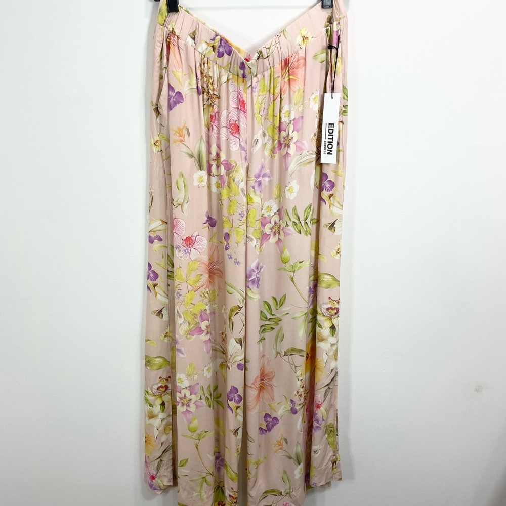 Express Tie Front Puff Sleeve Crop Top And Pants Size L NWT - Picture 4 of 8